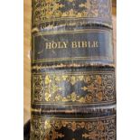 Victorian Family Bible, The Commentaries of Henry and Scot, with 500 engravings, c.1870, leather