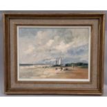 Ivan Taylor (b.1946) - 'Suffolk Beach Scene', oil on board, signed below, titled verso, 30.5 x 41