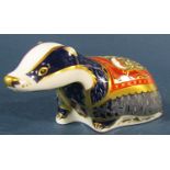 A Crown Derby moonlight badger (silver stopper)