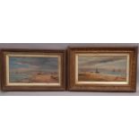 W. Robins (19th/20th century) - Two Harbour Scenes (possibly Dutch), oil on board, signed lower