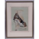 Marjorie Turner (British, 20th Century) - Basset Hound (1989), pastel on paper, signed lower left,