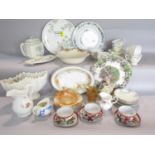 Two boxes of miscellaneous crockery, plates, butter dishes, cups and saucers, China figures, etc.