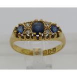 18ct sapphire and diamond ring, maker 'W&H Ld', Chester 1912, size M/N, 3.5g