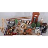 A collection of dolls house furnishings related to outdoor/ gardening/ handyman/ pets/ scullery