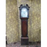Early 19th century mahogany Scottish longcase clock, the trunk with reeded and canted corners, the