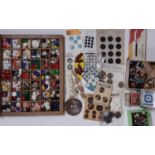 Collection of vintage 20th century buttons including sets of plastic pictorial buttons, small French
