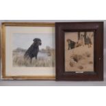Two Framed Works to Include: Rowley (20th Century) - watercolour painting of a Labrador, signed