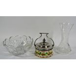 A Waterford Marquis 8" Keepsake bowl, (boxed) Stuart Crystal vase, Victorian Wedgwood jam dish in