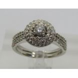 18ct white gold pave set diamond cluster ring by Iliana, largest stone 0.20ct approx, size N/O, 6.7g