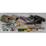 Hornby Dublo model railway collection including a 0-6-0 tank engine, 3x Shell Oil tankers, vans,