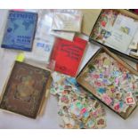 A stamp collection in various albums commencing with early English stamps including penny black,