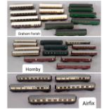 31 unboxed 00 gauge passenger coaches including Hornby Southern Green, LMS Maroon and LNER Teak etc,