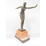 An art deco style bronze Phoenician Dancer after DH Chiparus, signed and with stamp of guarantee,