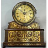 A Regency rosewood and brass inlaid bracket clock with brass dial with single train fusee