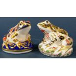 Crown Derby two frogs - one with gold stopper, the second by John Ablett limited edition 3242/4500