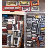 Large collection of 00 gauge model railway rolling stock; includes boxed models by Wrenn, Hornby,