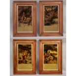 (Angling Interest) After Samuel Howitt - Set of four reverse glass prints of angling scenes, 15 x