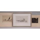Three Etchings to Include: Charles Herbert Clark - Boats at Sea, signed in pencil below and