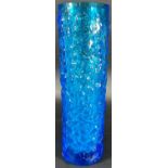 A large mid-century Swedish Lindshammer bright blue textured glass vase, 30cm tall