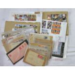 A collection of Victorian and later franked envelopes, further loose stamps, quarter sheet of