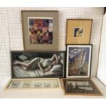 Six Framed Prints to Include: After Dod Proctor - 'Morning', 67.5 x 33 cm; After Bernard Buffet;