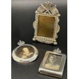 Three miniature silver picture frames, Birmingham, two dated 1901, maker Gourdel Vales & Co, other