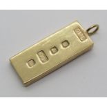 9ct ingot pendant, maker 'OMC', Sheffield 1977, 31.4g