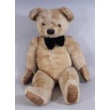 Large Teddy Bear, mid 20th century, by Chad Valley with thick gold plush, jointed body, velveteen