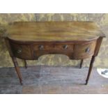 A small George III mahogany semi bow-front sideboard, with central long drawer flanked by a