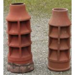 A reclaimed louvre vented cylindrical chimney pot with drawn neck 81 cm high, together with a