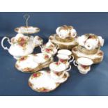 A collection of Royal Albert Old Country Roses tea wares comprising two tier cake stand number of