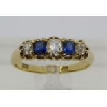 Antique 18ct old cut sapphire and diamond ring, maker 'C.G', size O/P, 3.4g