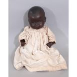 1920's black 'My Deam Baby' bisque bead doll in a small size with 5 piece composition body, by