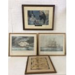 Four Framed Works: After Septimus Edwin Scott - 'Partner's Port', early 20th century
