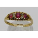 18ct ruby and diamond ring by Deakin & Francis, 1903, size R/S, 3.2g
