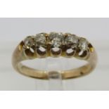 Antique yellow metal old-cut five stone diamond ring, size N, 3.4g