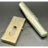 A silver cigar cutter and a silver plated foldaway pocket corkscrew