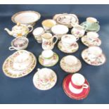 A collection of miscellaneous tea cups and saucers, 19th century and later, George Jones Golden