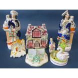 A collection of 19th century Staffordshireware including two Highland characters each with a