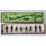 Britains set 313, Royal Regiment of Artillery in peak caps, standing and kneeling, service order