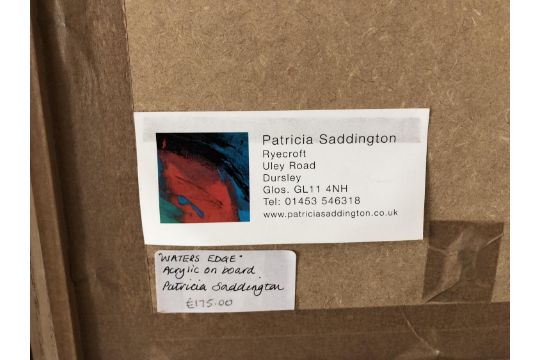 Patricia Saddington (Contemporary) - Two Framed Works: 'Waters Edge', acrylic on board, artist's - Image 5 of 5