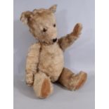 Mid 20th century Teddy Bear probably a Chiltern Hug-mee bear, with golden mohair, velveteen paw