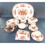 A collection of Masons Ironstone ceramics in the Fruit Basket pattern, together with a silver