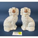 Miscellaneous collection including a pair of 19th century white and gilt spaniels, large Edwardian