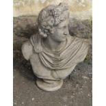 Two cast composition stone classical male and female busts 51 and 46 cm in height