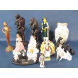 Miscellaneous to include a Crown Devon figurine of a female leaning against a pillar, a French