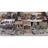 Large collection of Britains 1930's farm models comprising character figures, hedging, fencing,