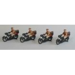 Britains set 200, Dispatch Riders on Motorcycles bare metal bikes (4 riders, no box)