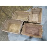 A nest of four good quality graduated wicker baskets of rectangular tapering form, 80 x 50cm and