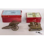 Britains sets 1201 and 1203 comprising Royal Artillery Gun khaki finish and Carden Loyd Tank with